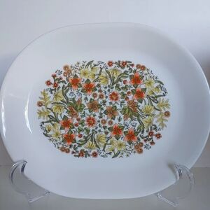 Corelle Floral Oval Platter with Orange and Yellow Design
